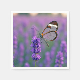 Glasswing Butterfly On a Lavender Blossom Napkin