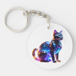 Glassy Colourful Cat Key Ring