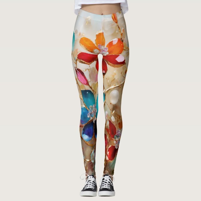 GLASSY FLORAL LEGGINGS (Front)