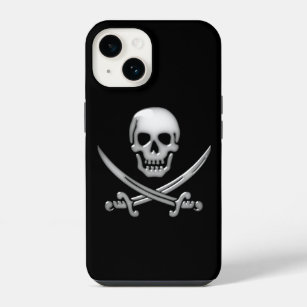 Glassy Pirate Skull & Sword Crossbones iPhone 14 Case