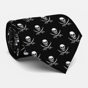 Glassy Pirate Skull & Sword Crossbones Tie
