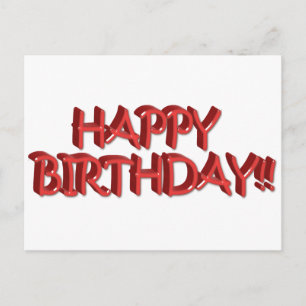 Glassy Red Happy Birthday Text Image Postcard
