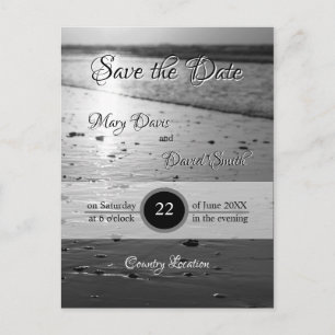 Glassy Sand Grayscale Save The Date Postcard