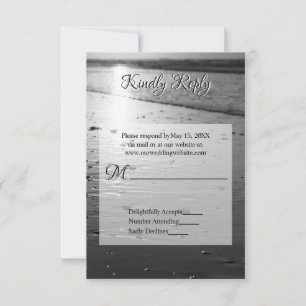Glassy Sand Grayscale Wedding RSVP Card