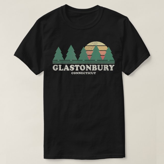 Glastonbury CT Vintage Throwback Tee Retro 70s Des (Design Front)