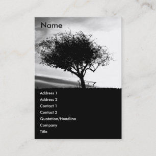 Glastonbury Hawthorn. Tree. Black and White. Business Card