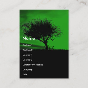Glastonbury Hawthorn. Tree on Hill. Green Black. Business Card