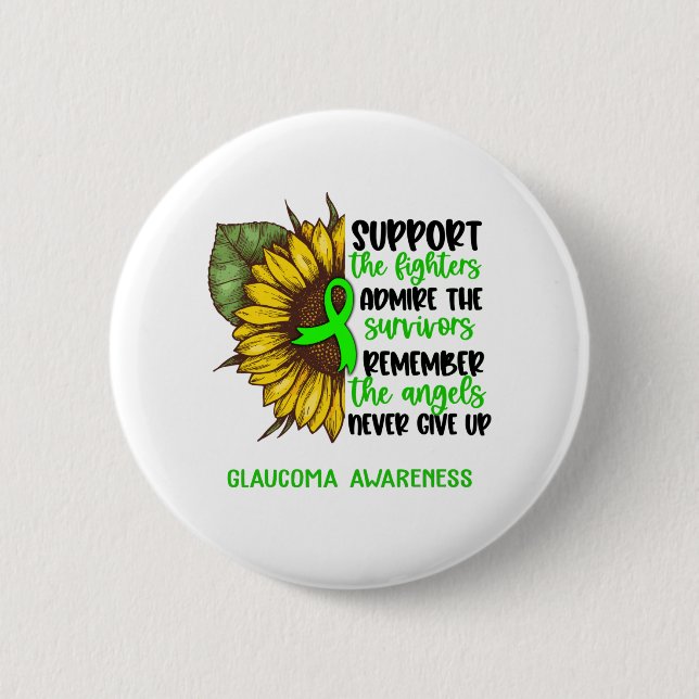 Glaucoma Awareness Ribbon Support Gifts 6 Cm Round Badge (Front)