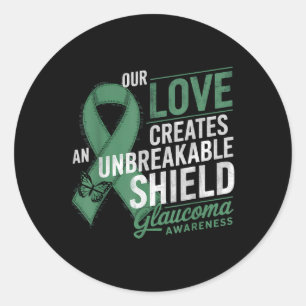 Glaucoma Awareness Unbreakable Shield Green Ribbon Classic Round Sticker