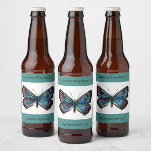 Glaucopsyche arion - The Large Blue Butterfly Beer Bottle Label
