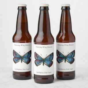 Glaucopsyche arion - The Large Blue Butterfly Beer Bottle Label