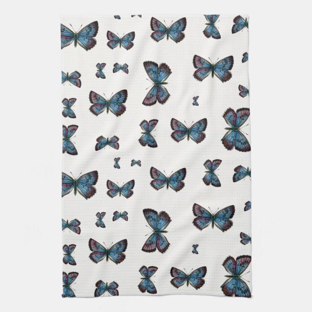 Glaucopsyche arion - The Large Blue Butterfly Tea Towel (Vertical)