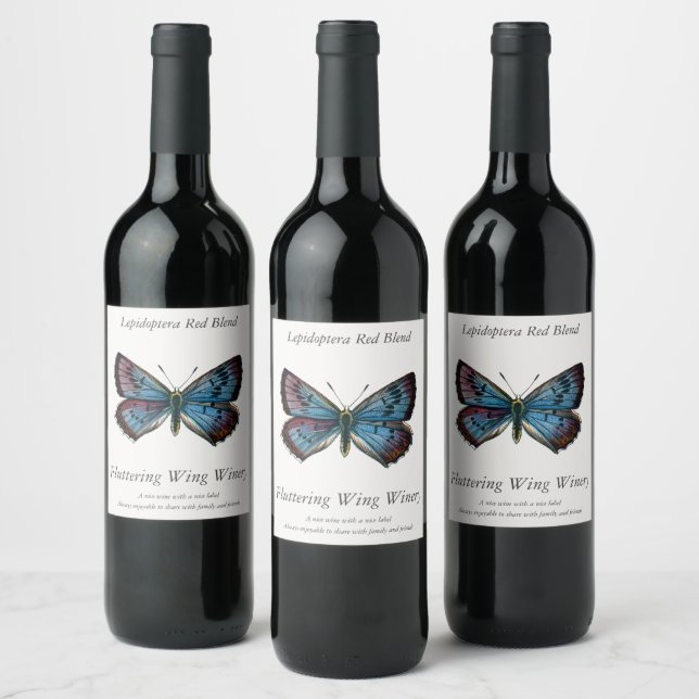 Glaucopsyche arion - The Large Blue Butterfly Wine Label (Bottles)