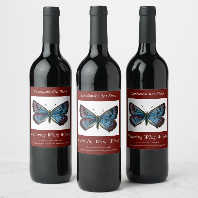 Glaucopsyche arion - The Large Blue Butterfly Wine Label (Bottles)