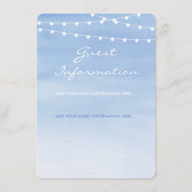 Glaucous Blue Watercolor String Lights Enclosure Card (Front)