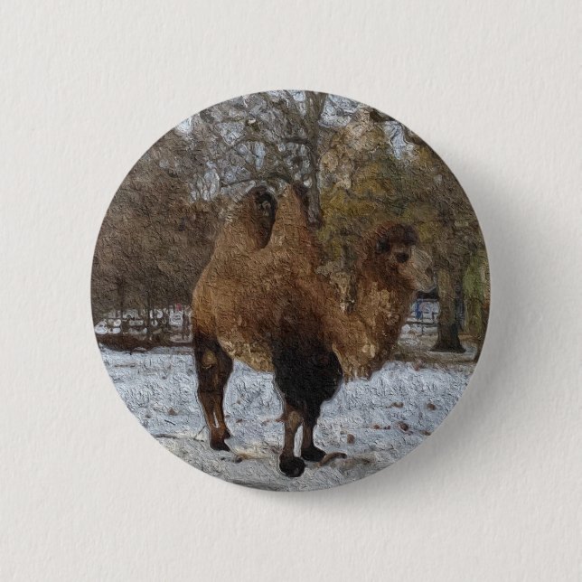 Glazed Camel Art #8083 6 Cm Round Badge (Front)