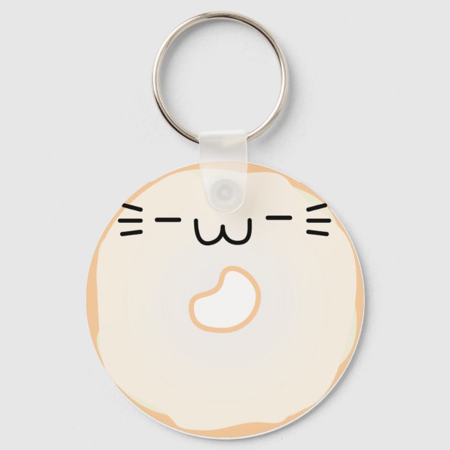 Glazed Cat Doughnut Keychain Stretched (Front)