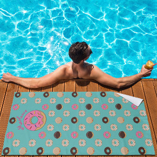 Glazed Donuts Custom Name Beach Towel