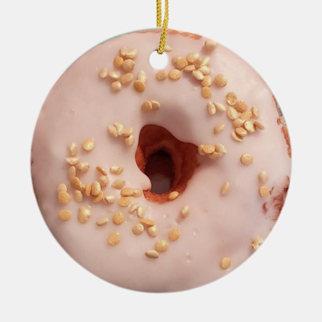 Glazed Doughnut Christmas Ceramic Ornament (Front)