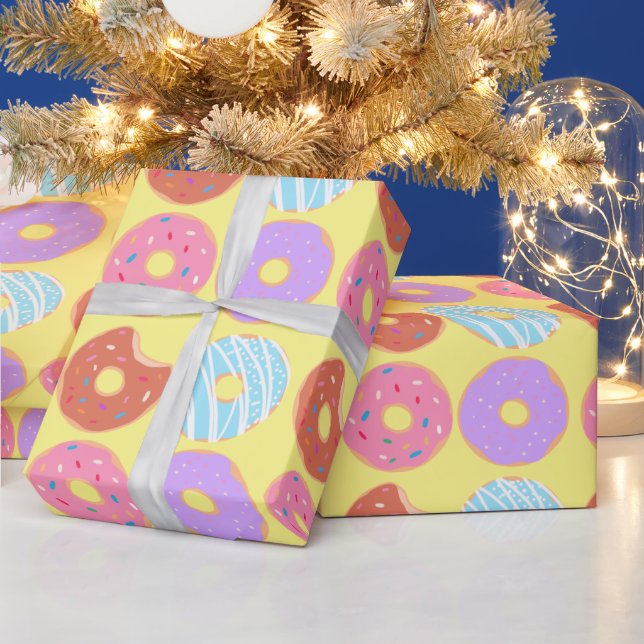 Glazed Doughnuts Aesthetic  Birthday Party Food Th Wrapping Paper (Holidays)