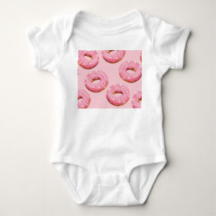 Glazed Doughnuts Seamless Background Baby Bodysuit