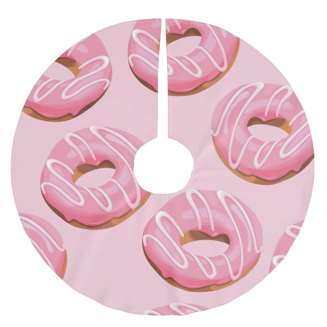 Glazed Doughnuts Seamless Background Brushed Polyester Tree Skirt (Front)