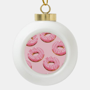 Glazed Doughnuts Seamless Background Ceramic Ball Christmas Ornament