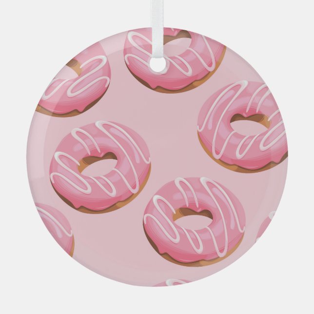 Glazed Doughnuts Seamless Background Glass Tree Decoration (Front)