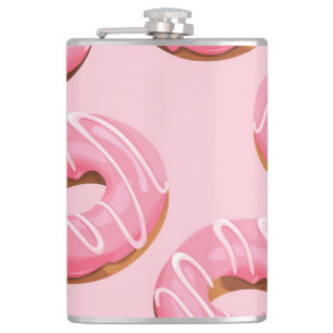 Glazed Doughnuts Seamless Background Hip Flask