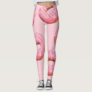 Glazed Doughnuts Seamless Background Leggings