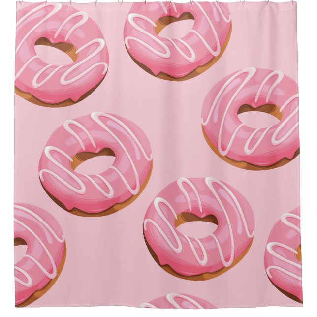 Glazed Doughnuts Seamless Background Shower Curtain (Front)