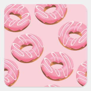 Glazed Doughnuts Seamless Background Square Sticker
