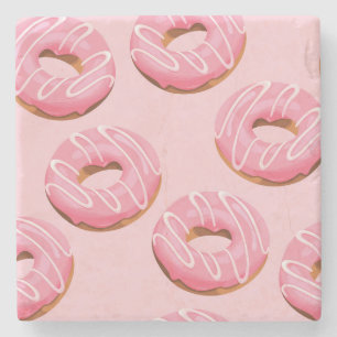 Glazed Doughnuts Seamless Background Stone Coaster