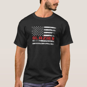 Glazier USA Flag Profession Retro Job Title T-Shirt