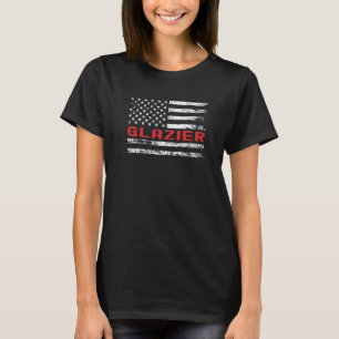 Glazier USA Flag Profession Retro Job Title T-Shirt