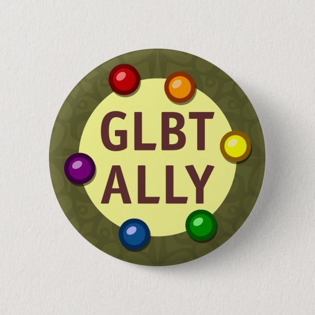 GLBT Ally Baubles Round Button (Front)