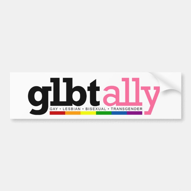 GLBT Ally White Bumper Sticker (Front)