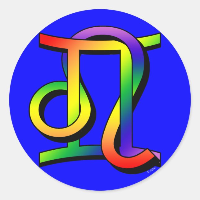 GLBT Gemini & Leo Classic Round Sticker (Front)