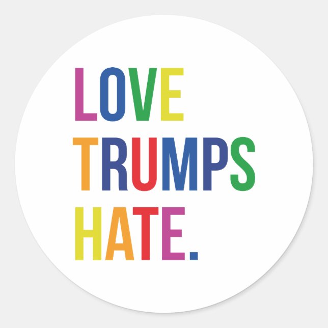 GLBT Love Trumps Hate Classic Round Sticker (Front)