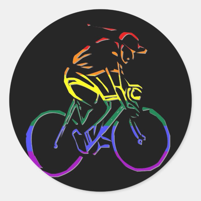 GLBT Pride Bicyclist Classic Round Sticker (Front)