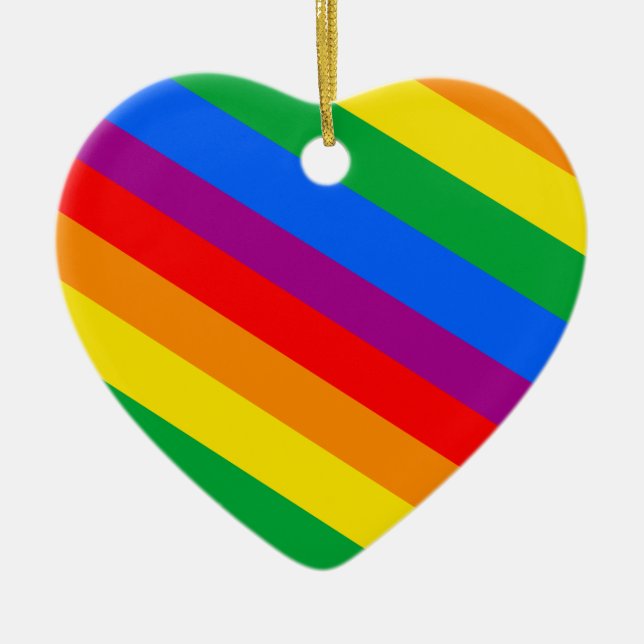 GLBT Pride Stripes 2 Ceramic Ornament (Front)