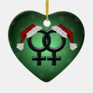 GLBT Xmas - Lesbian Green Ceramic Ornament