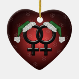 GLBT Xmas - Lesbian Red Ceramic Ornament