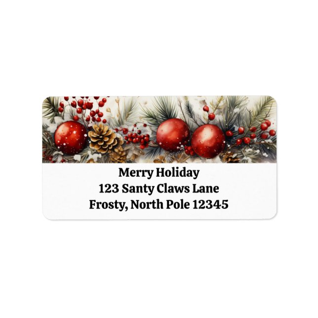 Gleaming Festive Garlands Return Address Labels (Front)