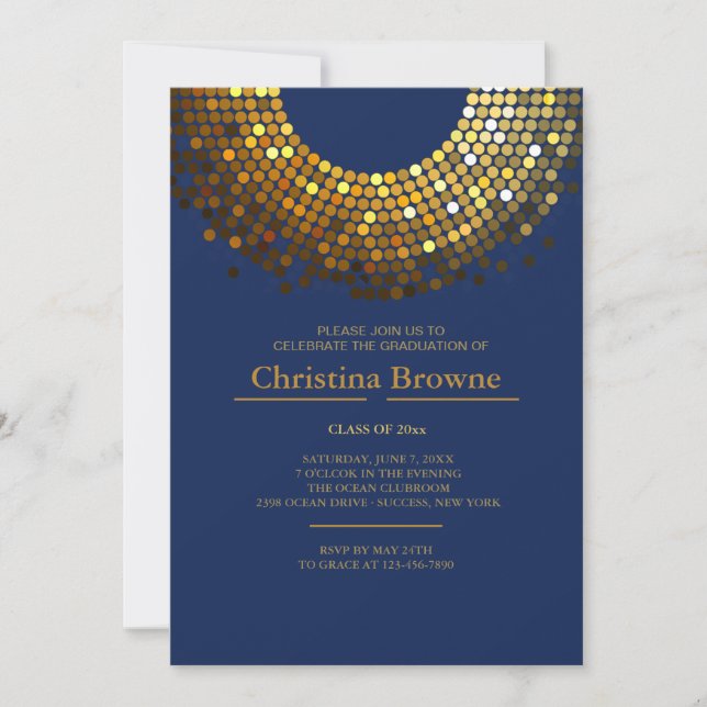 Gleaming Grad Blue Invitation (Front)