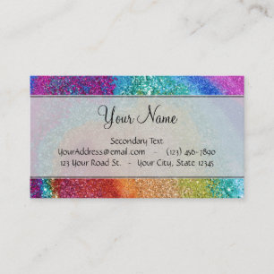 Gleaming Rainbow Glitter Swirl Business Card