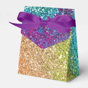 Gleaming Rainbow Glitter Swirl Favour Box