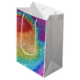 Gleaming Rainbow Glitter Swirl Medium Gift Bag