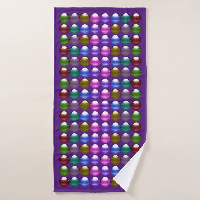 Gleaming spheres in royal purple bath towel (Bath Towel)