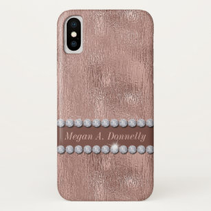 Gleaming Textured Rose Gold Foil and Diamonds Case-Mate iPhone Case